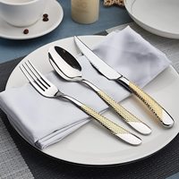 Ensemble de couverts de luxe pour mariage en acier inoxydable 18/0 avec logo personnalisé, fourchette, couteau et cuillère