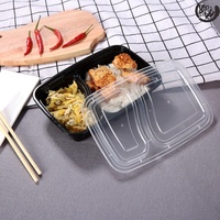 Boîte jetable compatible micro-ondes, style américain, à double compartiment, carrée, pour aliments