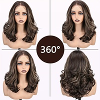 Perruque Avant en Dentelle X-TRESS 13x6 HD Sans Colle, Pré-Épilée, Raie Libre, Longue, Synthétique, Avec Mèches
