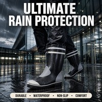 Bottes de pluie unisexes mi-mollet en PVC, imperméables, coupe-vent, antidérapantes, semelle en caoutchouc, chaussures de pluie avec logo personnalisé pour toutes les saisons, utilisation en extérieur