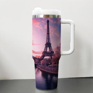 Gobelets isothermes de voyage et de bureau en acier inoxydable de 40 oz, motif Tour Eiffel, 10 couleurs, avec poignée Tour Eiffel <span class=keywords><strong>Paris</strong></span> - Product Image 4