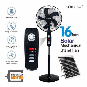 Ventilador de pedestal silencioso para <span class=keywords><strong>biblioteca</strong></span> y oficina, con panel solar, motor sin escobillas de 16 pulgadas, recargable, eléctrico, solar. - Product Image 1