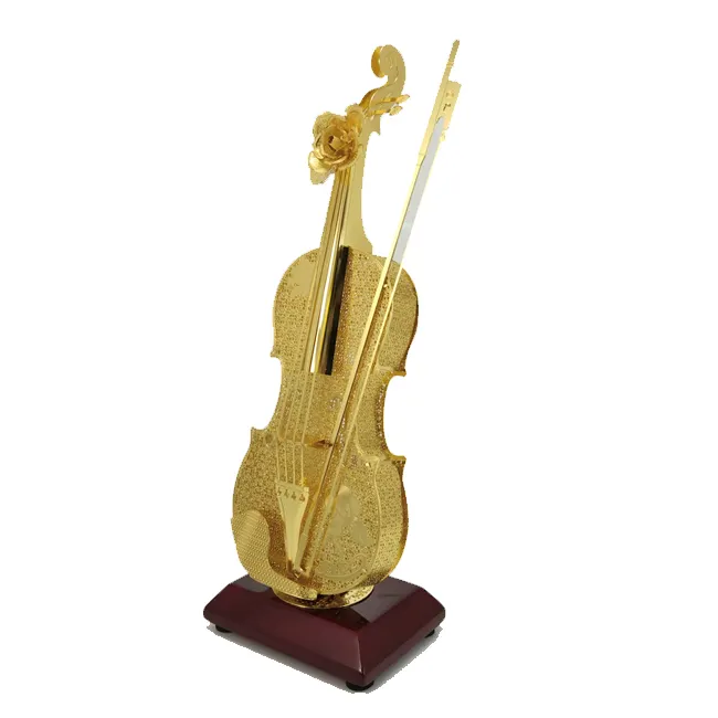 Troféu de Metal Banhado A ouro Artesanal Violino Profissional Modelo estatueta de Decorar a Casa para presentes