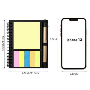 Carnet de notes avec couverture en papier kraft écologique, logo imprimé, notes adhésives et stylo – Fournitures scolaires en gros - Product Image 5