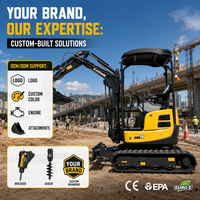 Mini-excavatrice sur chenilles fiable de 1,8 tonne, 2 tonnes, 4 tonnes, moteur diesel Kubota, chenilles en caoutchouc, mini-pelle de 2 tonnes avec forage hydraulique