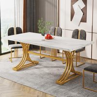Table à manger rectangulaire Tribesigns de 63 pouces pour 4 à 6 personnes, tables de cuisine modernes avec pieds en métal élégants