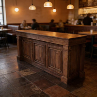Comptoir de bar incurvé vintage en bois massif de style européen pour café/boutique de thé au lait, mobilier de bar multifonctionnel personnalisable