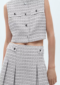 Mini-jupe en tweed de luxe avec boutons, taille naturelle, imprimé géométrique - Jupe d'été décontractée pour femme - Product Image 2