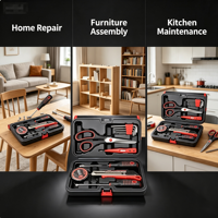 Kit de Herramientas Manuales de Acero 12 en 1, Juego de Reparación Portátil para Automóviles y Hogar con Estuche Rígido