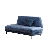 Canapé-lit miniature confortable pour la décoration de la maison, deux places, bleu, petit canapé sans accoudoirs pour la chambre à coucher