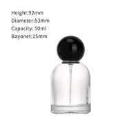 Emballage de bouteille vide personnalisé de 50ml 100ml bouteille de parfum en verre à fond épais vaporisateur bouteille de parfum ronde en verre avec bouchon sphérique