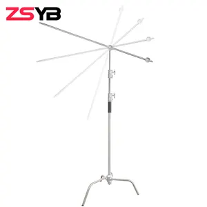 ZSYB acciaio inox pesante C Stand fotografia luce supporto fotografico Kit di illuminazione C-Stand con braccio di estensione impugnatura testa