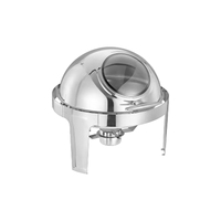 Chauffe-Plat Électrique Rond FLEY 6L, Réchaud Alimentaire en Acier Inoxydable Doré pour Hôtels, Mariages, Banquets et Traiteurs