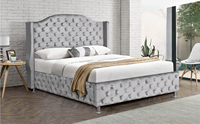 Lit plateforme capitonné en velours style européen, tête de lit haute boutonnée, taille King Size, prix d'usine