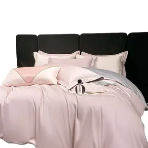 Conjunto de ropa de cama de cuatro piezas, set de ropa de cama Rosa elegante con diseño personalizado, venta al por mayor