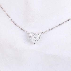 IGI liontin berlian hati 0.80-2,5 ct bersertifikasi kalung Lab berlian tumbuh liontin berlian 10k rantai emas berbentuk hati liontin soliter berlian - Product Image 1