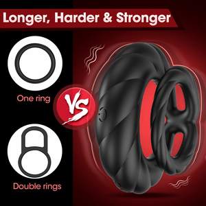 Productos para adultos Anillo vibrador para pene para hombres Juguetes sexuales para adultos Juguetes sexuales masculinos más largos, más duros, más fuertes, consolador vibrador de pene Doble - Product Image 6