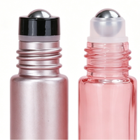 Botellas de Vidrio Cilíndricas con Rodillo, Mate, 10 ml, Ámbar, Negro, 15 ml, Botella Vacía para Perfume o Aceite con Rodillo de Acero Inoxidable/Vidrio
