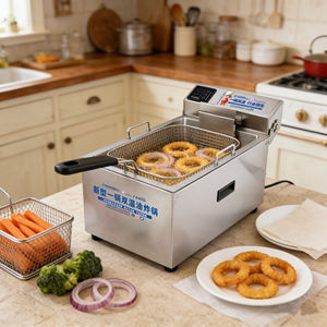 Коммерческая фритюрница 20 л с ручкой и съемной внутренней чашей, регулируемая температура для домашней кухни и кейтеринга - Product Image 1