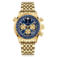 Montre à quartz étanche pour homme, bracelet en acier inoxydable, aiguilles lumineuses, cadran multicolore, idéale pour le quotidien