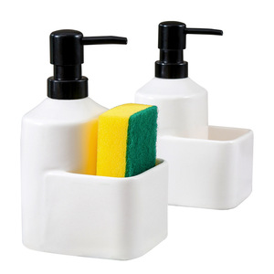 Botellas de loción vacías de cerámica modernas blancas altas decoración del hogar dispensador de lavado de jabón de manos de gres - Product Image 4
