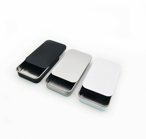 Rectangular Plain Hinged Boxes Matte Black Tin Container White Silver Metal Packing Tins Box