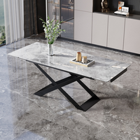 Table à manger en dalle de roche minimaliste italienne personnalisée conception rotative extensible rectangulaire moderne pour petit usage domestique dans les hôtels