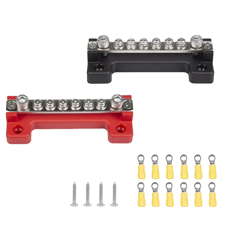 Factory Price New Model 6K Busbar in Red Black PBT Material High Current M4/M6 Terminal Block Power Distribution Equipment