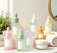 Flacons compte-gouttes en verre à épaule plate, givrés et colorés (violet, rose, jaune, bleu), de 20ml, 30ml, 40ml, 50ml, 60ml, 80ml, 100ml et 1oz