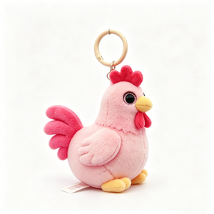 Llavero de peluche de gallina rosa personalizado, Lindo llavero de peluche de gallina, Colgante de peluche de gallina para mochila - Product Image 3