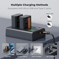 Baterai Kamera K&F Concept 1100mAh untuk Sony NP-FW50 Set Pengisi Daya Layar LCD Slot Ganda Baterai Ganda Port Pengisian USB/Type-C