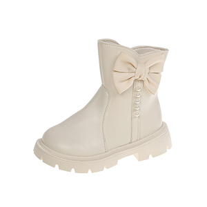 Stivaletti <span class=keywords><strong>Invernali</strong></span> con Zip per Bambine, Nuova Moda Principessa con Fiocco, Bianco e Nero, Comodi e Antiscivolo, Vendita all'Ingrosso - Product Image 1