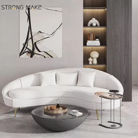 Gebogene Couch im europäischen Stil Drei Sitz Moderne Luxus Weiß Boucle Wohnzimmer Wohn möbel Schnitts ofa Set