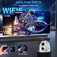 Projecteur de style football JY360 4K Smart Android 13 200 Lumens USB sans fil avec correction automatique de la distorsion trapézoïdale pour la maison, l'extérieur et les fêtes
