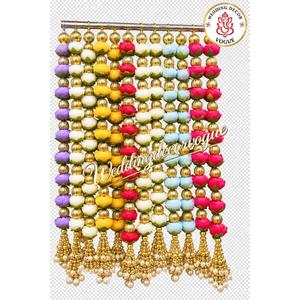 Vibrant Decorative Hanging Latkan <b>Garlands</b> with Fabric Flower Buds Decorative Beads and Tassels for Indian Wedding Mandap Decor - Product Image 4