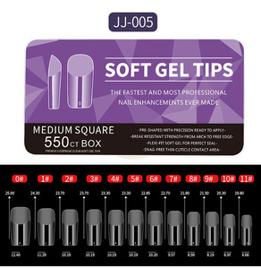 Ongles en acrylique carrés effilés à couverture complète, faux ongles en gel à presser pour salon ou usage domestique - Product Image 2