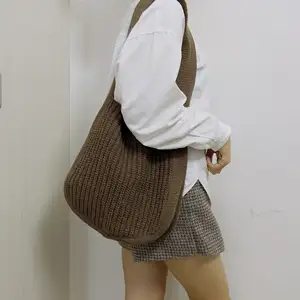 Custom Fashion New Arrival Solid Color Knitted Crochet Shoulder Bags High Quality Women's Ccrossbody Tote Bags