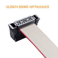 Kabel datar PVC abu-abu bertingkat 100mm 16-pin konektor SDC pitch 0.635 30AWG UL20674 OEM untuk komputer, sepeda motor, dan produk elektrikal