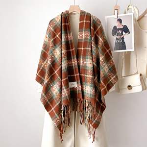 ผ้าพันคอไหมพรมลายตารางหมากรุกคุณภาพสูง อุ่น นุ่ม และเหนียว พร้อมพู่ห้อยยาวสำหรับผู้หญิง - Product Image 2