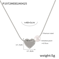 Collier en acier inoxydable 18 carats avec pendentif en forme de cœur, imitation perle, chaîne serpent sportive, pierre de verre et goutte d'eau, design élégant