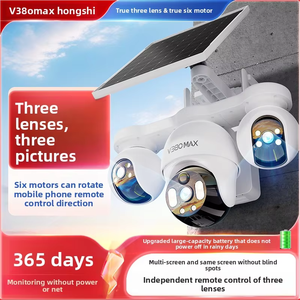 Mới đến 360 độ toàn cảnh năng lượng mặt trời Camera giám sát ngoài trời 4G không dây ba màn hình giám sát trang trại máy ảnh - Product Image 3