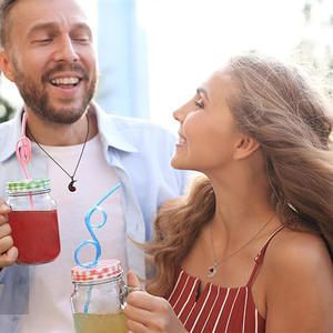 커플 투톤 스플라이싱 쇄골 체인 다이아몬드 하트 천사 악마 깃털 날개 모양 펜던트 발렌타인데이 목걸이 - Product Image 6