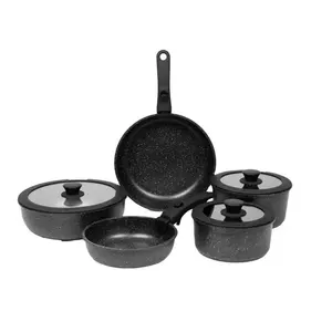 Smartpan Fashion Design Black Color Cast Iron Material Aluminum Die Cast Casserole Cooking Pots Cookware Set