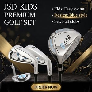 Juego de Palos de Golf Personalizados para Niños Diestros con Cabeza de Acero Inoxidable y Empuñadura de Goma, Incluye Bolsa de Golf de Regalo para Niños - Product Image 1