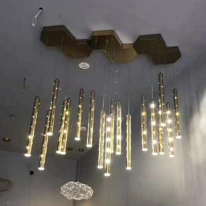 <span class=keywords><strong>Suspension</strong></span> moderne en métal <span class=keywords><strong>doré</strong></span> long lustre éclairage météore douche lustre pour la maison hôtel restaurant bar <span class=keywords><strong>salon</strong></span> - Product Image 3
