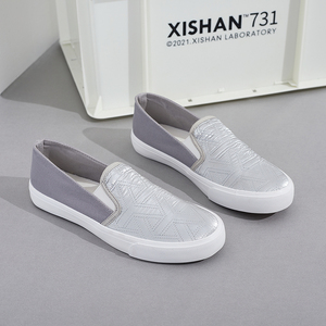 Vente en gros de mocassins pour femmes chaussures plates en toile décontractées avec logo personnalisé pour dames - Product Image 4