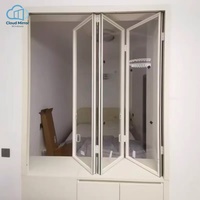 Fenêtre pliante en aluminium à grille arche noire, verre texturé effet eau, pour maison de grande hauteur, taille personnalisée non standard pour le marché international
