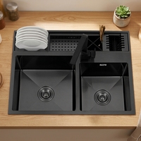 Évier de cuisine contemporain fait main en acier inoxydable SS304 à double bac à encastrer YINGTAO OEM/ODM, surface polie