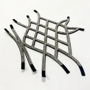 كريستال حجر الراين صنادل تصميم شبكة أحذية نسائية كعب عالي اكسسوارات علوية