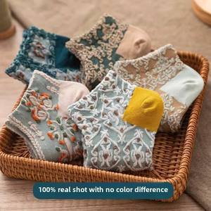 Calcetines de algodón de tubo corto de estilo étnico y moderno de nicho británico Retro para mujer, calcetines de barco de estilo de fabricante al por mayor - Product Image 5